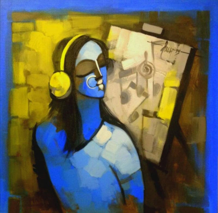 Figurative acrylic painting titled 'Rhythmic 4', 30x30 inches, by artist Deepa Vedpathak on Canvas