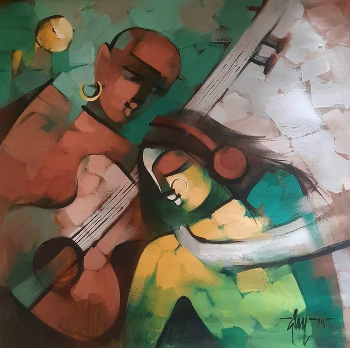 Figurative acrylic painting titled 'Rhythmic 5', 30x30 inches, by artist Deepa Vedpathak on Canvas