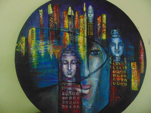 Expressionist acrylic painting titled 'Rising', 30x30 inches, by artist Purnima Gupta on Canvas