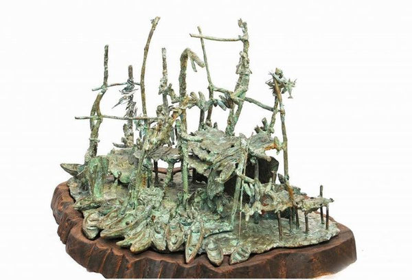 Seascape sculpture titled 'River Side 2', 18x20x9 inches, by artist Chaitali Chanda on Bronze