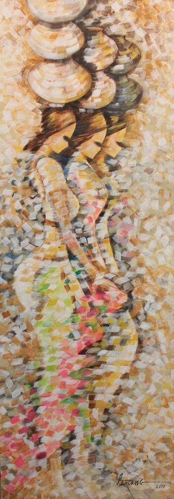 Figurative acrylic painting titled 'Rivulets', 70x25 inches, by artist Sarang Singla on Canvas