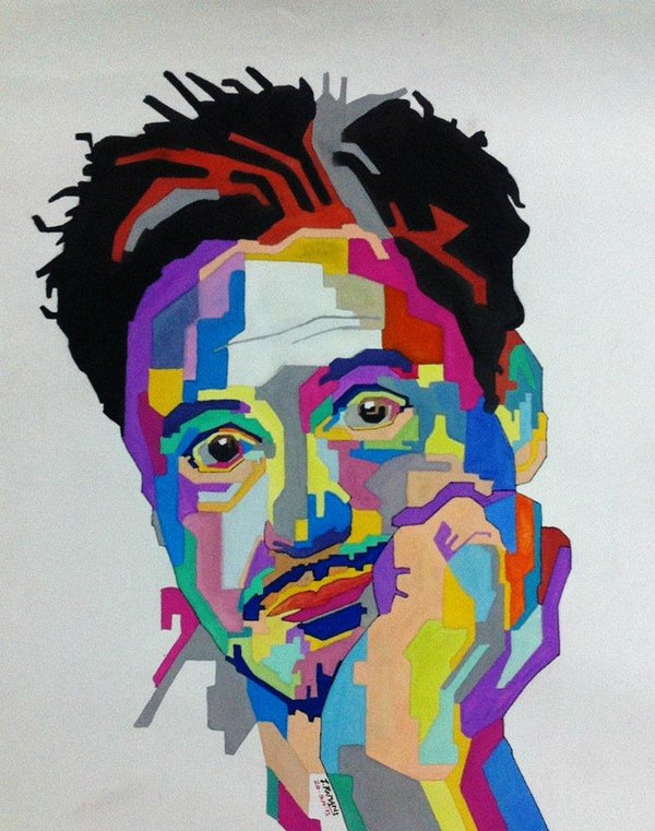 Portrait acrylic painting titled 'Robert downey Jr', 33x23 inches, by artist Jay Ramani on Paper