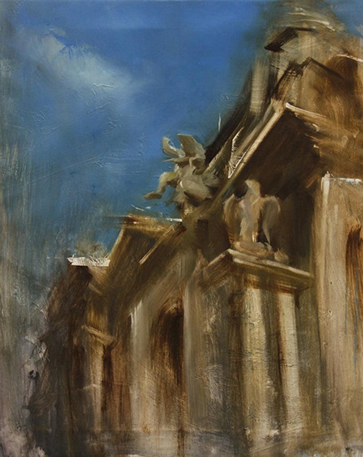 Cityscape oil painting titled 'Rome', 26x21 inches, by artist Surabhi Gulwelkar on Linen