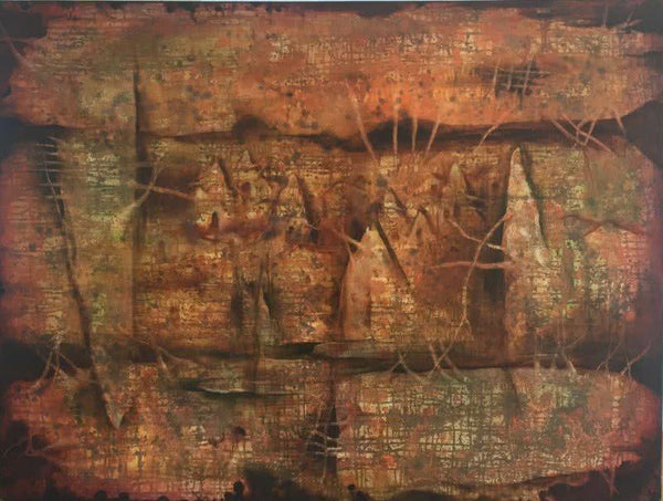 Abstract oil painting titled 'Roots', 48x36 inches, by artist Durshit Bhaskar on Canvas