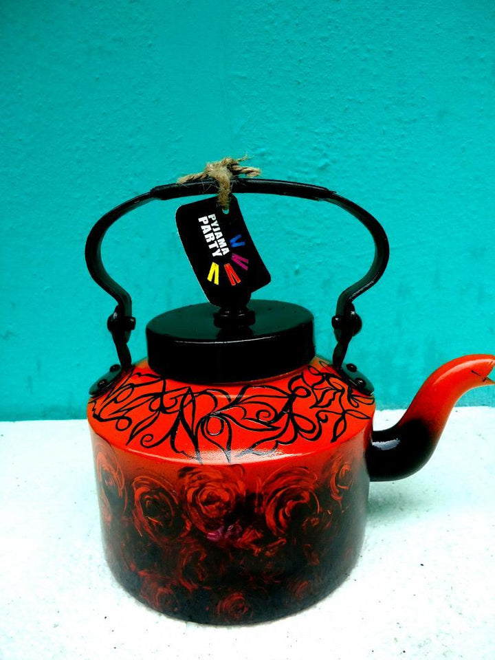 Lifestyle craft titled 'Rustic Tea Kettle', 9x9x7 inches, by artist Rithika Kumar on Aluminium