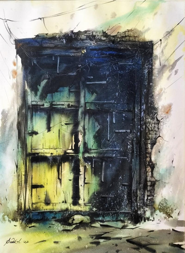 Still-life watercolor painting titled 'Rusty Old Door', 30x22 inches, by artist Sadikul Islam on Paper