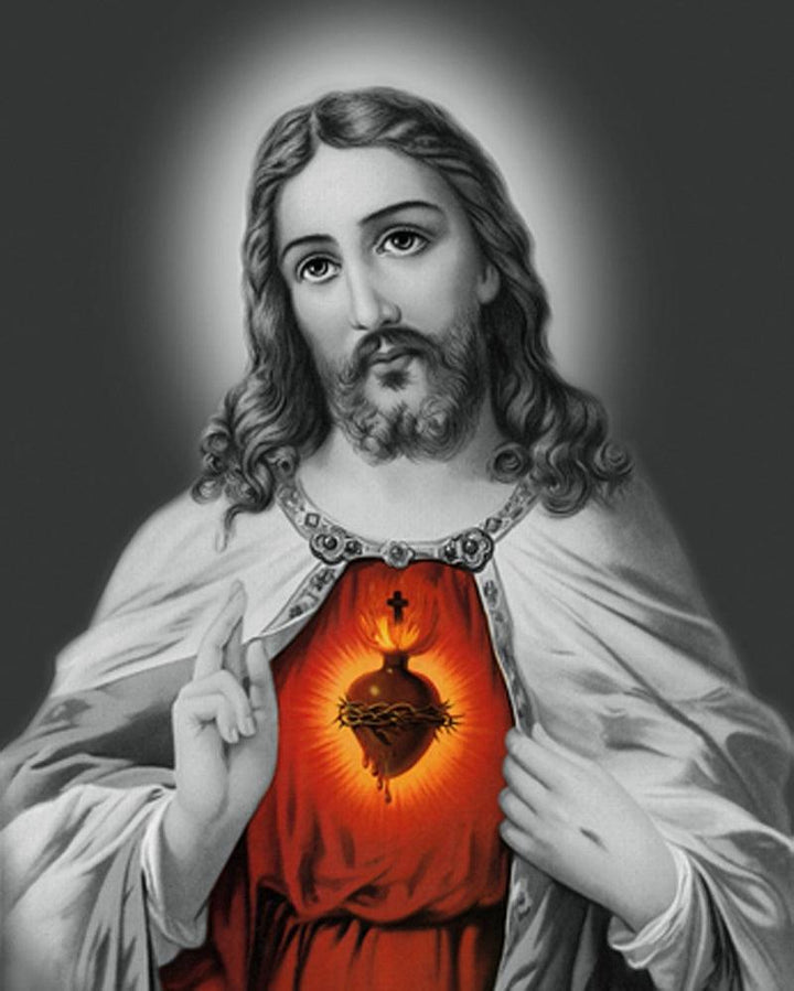 Religious acrylic painting titled 'Sacred Heart 22', 48x36 inches, by artist Ns Art on Canvas