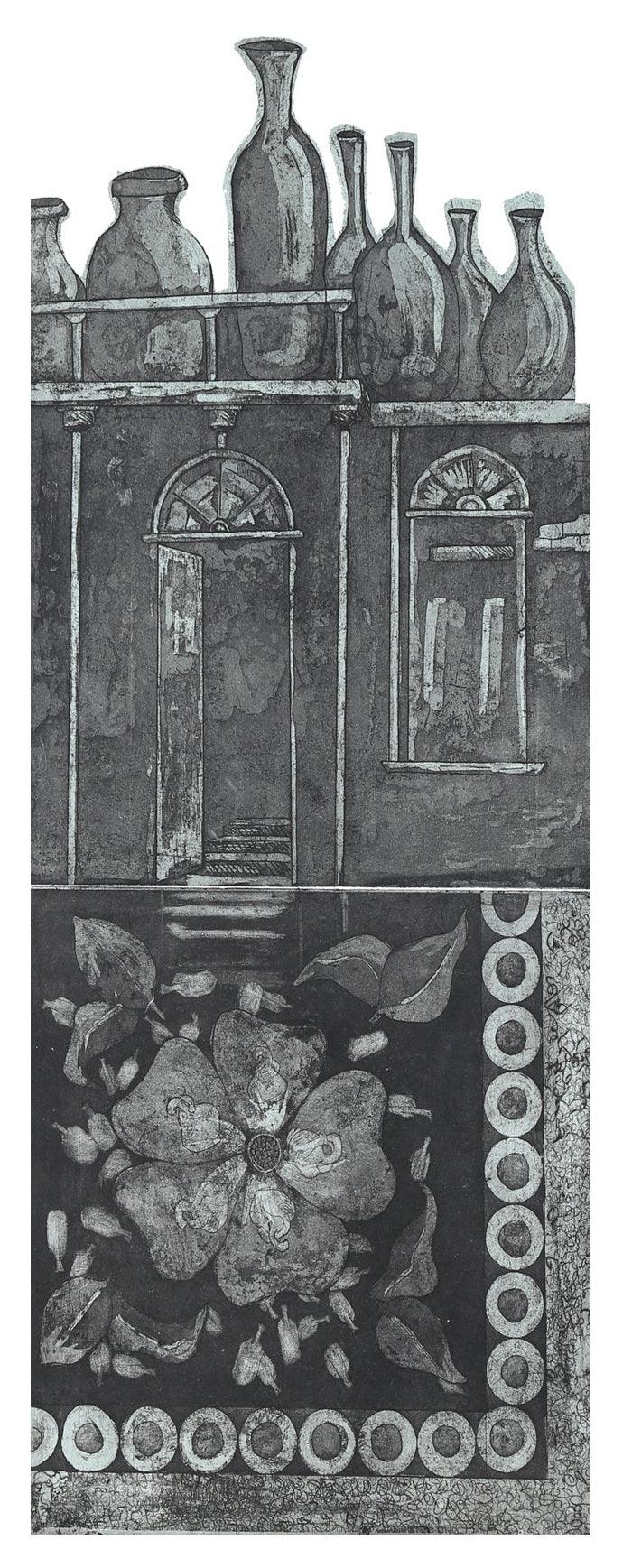 contemporary printmaking titled 'Sajawat', 20x11 inches, by artist Kanchan Kapruwan on Paper