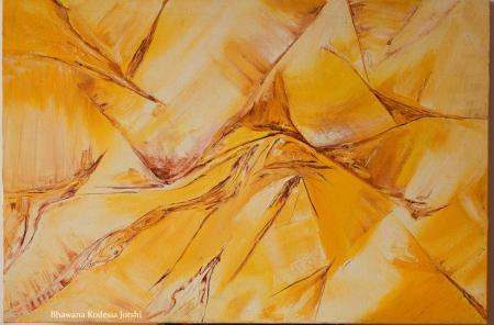 Impressionist oil painting titled 'Sands The Undulating And Dancing Dunes', 33x23 inches, by artist Bhawna Jotshi on Canvas