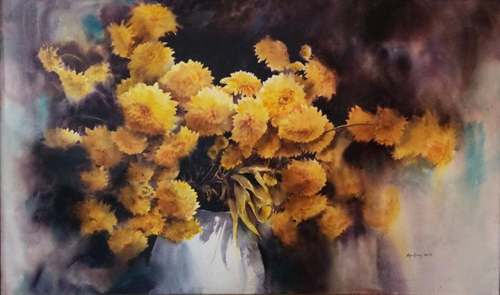 Nature watercolor painting titled 'Sanguine 2', 36x60 inches, by artist Puja Kumar on Mixedmedia