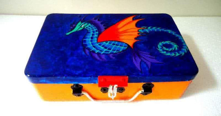 Lifestyle craft titled 'Sea Dragon Trinket Box', 9x6x4 inches, by artist Rithika Kumar on Aluminium