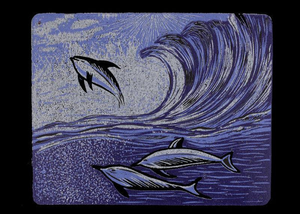 Animals printmaking titled 'Sea Waves', 4x5 inches, by artist Arvind Sharma on Paper