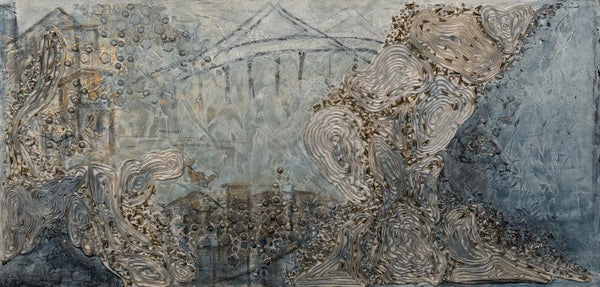 Seascape mixed media titled 'Sealink', 30x60 inches, by artist Veena Advani on Canvas