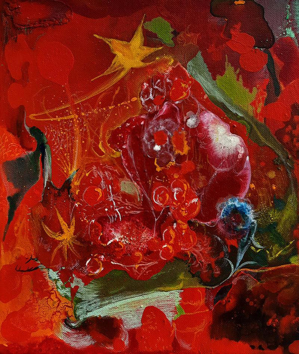 Nature acrylic painting titled 'Season Flowers', 12x10 inches, by artist Debabrata Hazra on Canvas