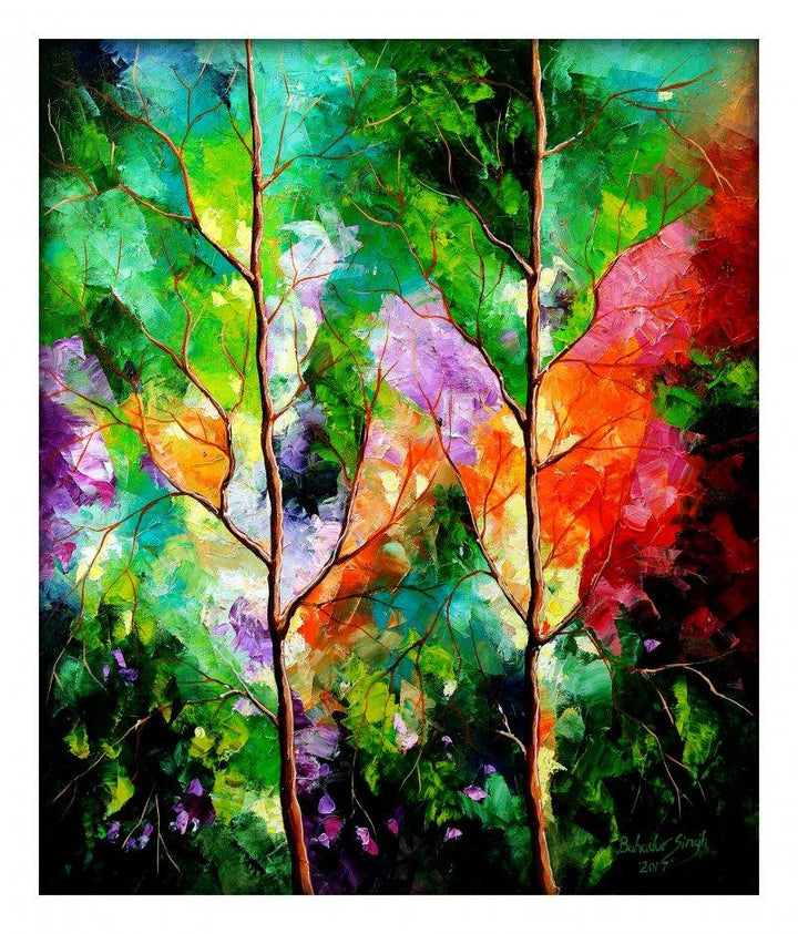 Nature oil painting titled 'Season Of Love', 20x24 inches, by artist Bahadur Singh on Canvas