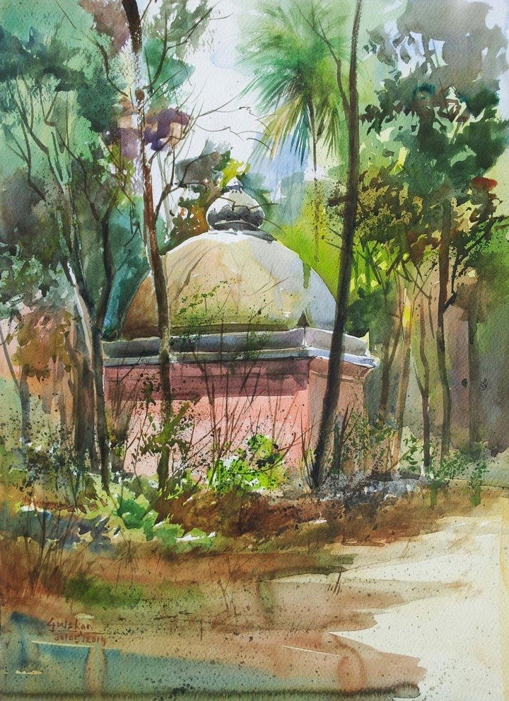 Nature watercolor painting titled 'See Through', 18x13 inches, by artist Gulshan Achari on Paper