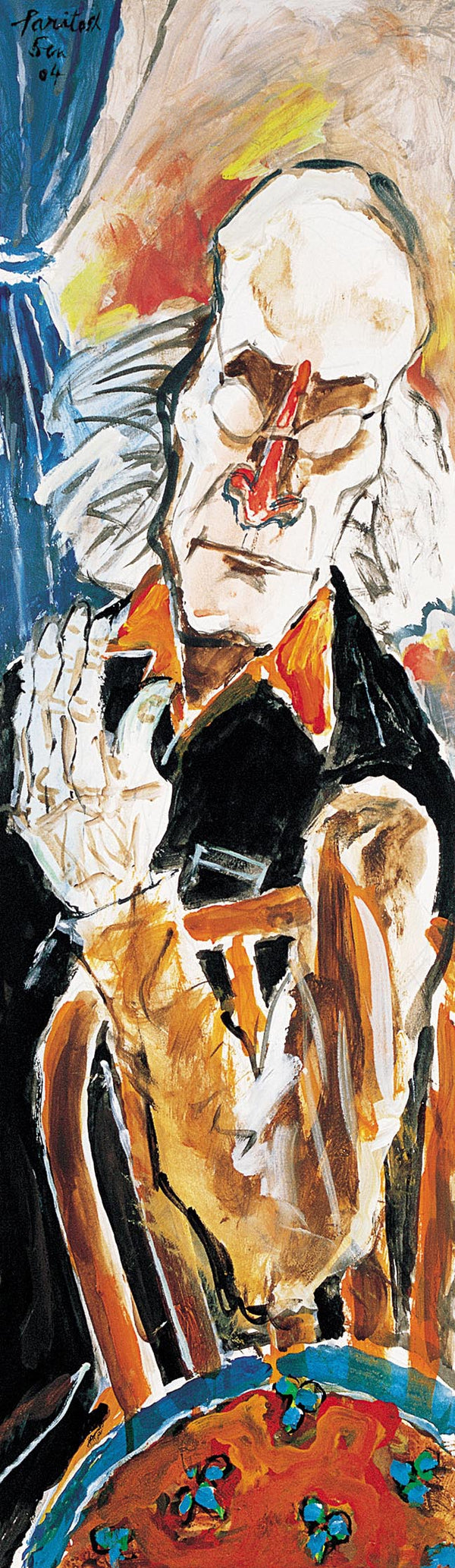 Portrait serigraphs painting titled 'Self Portrait', 40x15 inch, by artist Paritosh Sen on Paper