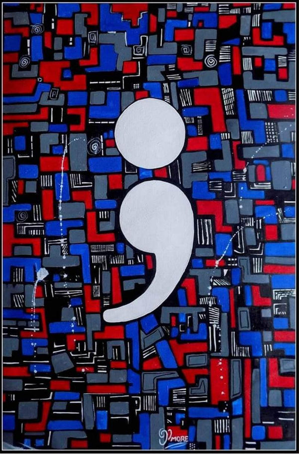 contemporary acrylic painting titled 'Semicolan', 24x16 inches, by artist Paresh More on Canvas