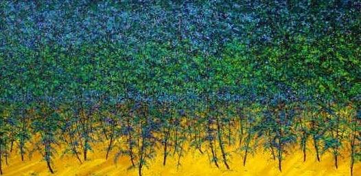 Nature oil painting titled 'September Vibes', 36x72 inches, by artist Pardeep Singh on Canvas