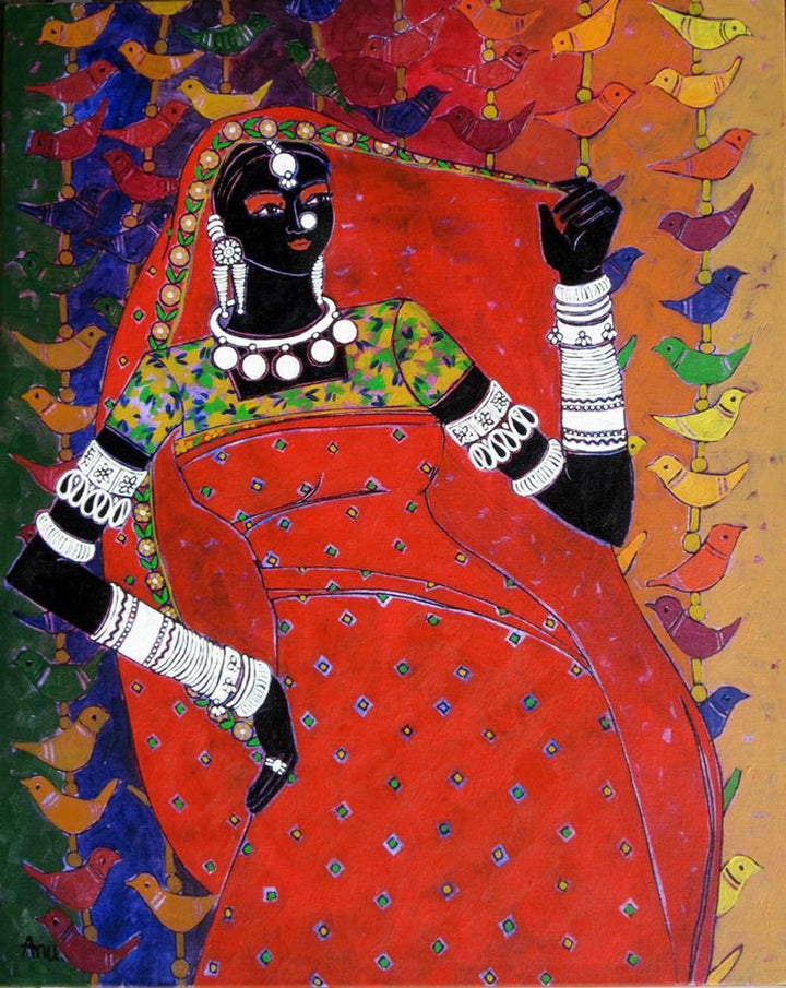 Figurative acrylic painting titled 'Serene Harmony 29', 24x30 inches, by artist Anuradha Thakur on Canvas