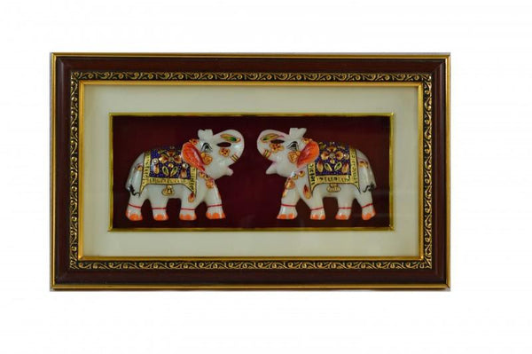 Lifestyle craft titled 'Set Of 2 Marble Elephant Wall Hanging', 8x14x1 inches, by artist E Craft on Marble