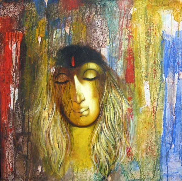 Figurative acrylic painting titled 'Shades Of Woman', 24x24 inches, by artist Manoj Aher on Canvas