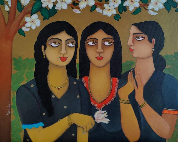 Figurative acrylic painting titled 'Shakhi', 20x24 inches, by artist Piyali Sarkar on Canvas