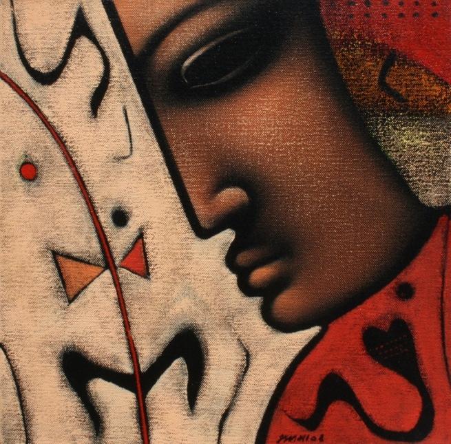 Religious acrylic painting titled 'Shiv 1', 18x18 inches, by artist Sanjay Bhalerao on Canvas