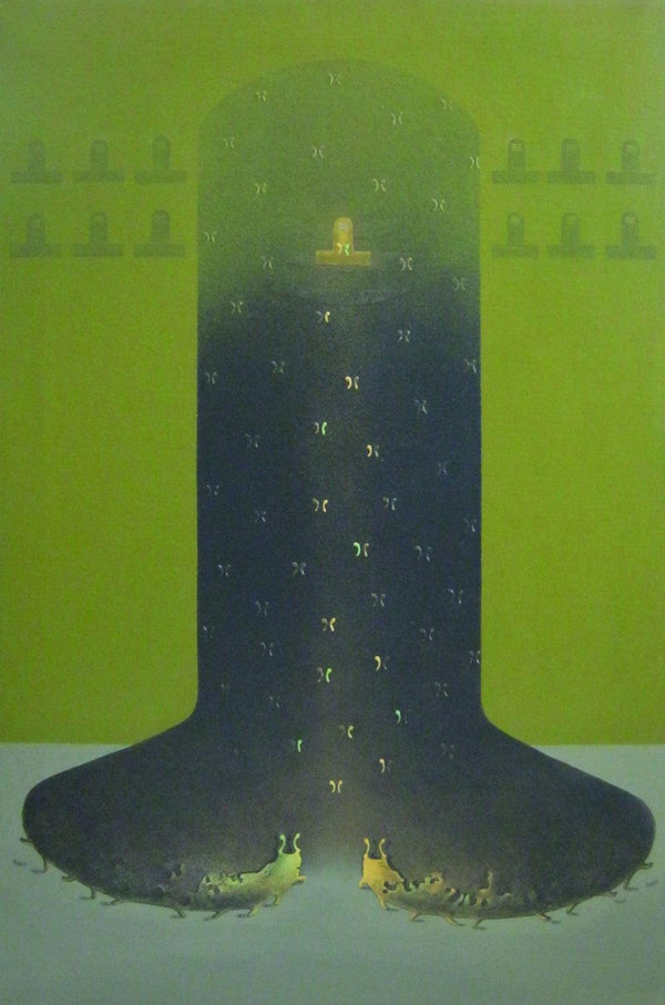 Animals acrylic painting titled 'Shiv Bhakti', 24x36 inches, by artist Mukesh Hattarge on Canvas