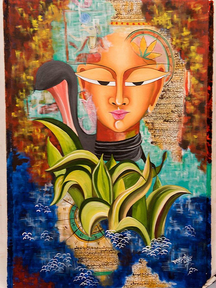 Figurative acrylic painting titled 'Shivohum 2', 36x24 inches, by artist Deepali Mundra on Canvas