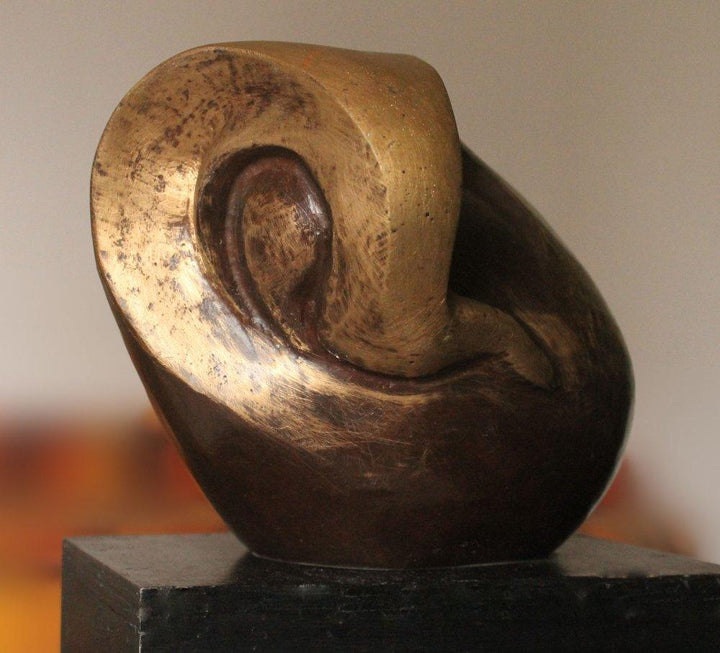 Religious sculpture titled 'Shree Ganesha 1 B', 7x8x9 inches, by artist MAHESH ANJARLEKAR on Bronze