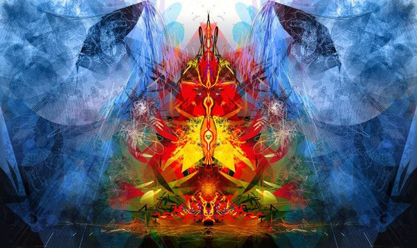 Religious Digital Painting digital art titled 'Shri Ganesha Abstract 03', 15x24 inches, by artist Pradip Shinde on canvas