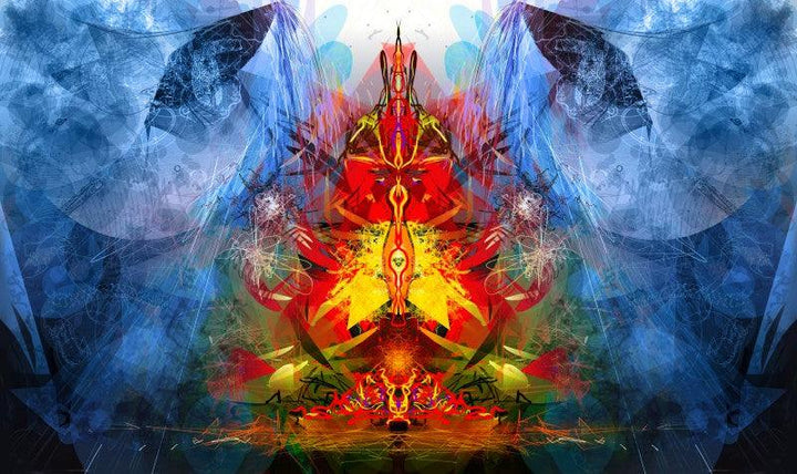 Religious Digital Painting digital art titled 'Shri Ganesha Abstract 03', 15x24 inches, by artist Pradip Shinde on canvas