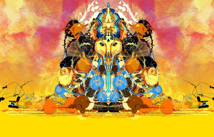 Religious Digital Painting digital art titled 'Shri Ganesha Abstract 04', 16x24 inches, by artist Pradip Shinde on canvas