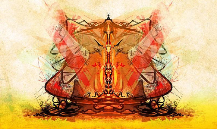 Religious Digital Painting digital art titled 'Shri Ganesha Abstract', 15x24 inches, by artist Pradip Shinde on canvas