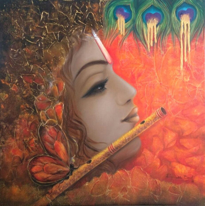 Religious acrylic painting titled 'Shyama', 30x30 inches, by artist Rakhi Baid on Canvas