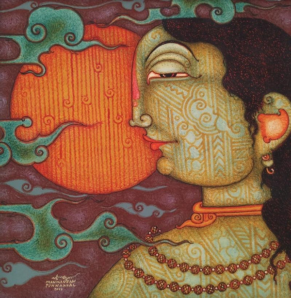 Figurative acrylic painting titled 'Siddharth', 15x15 inches, by artist Manikandan Punnakkal on Canvas