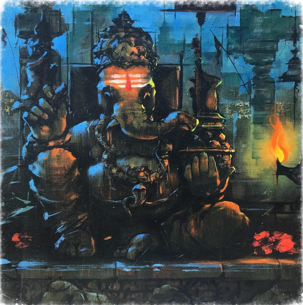 Religious acrylic painting titled 'Siddhivinayaka', 30x30 inch, by artist Sandeep Chhatraband on Canvas