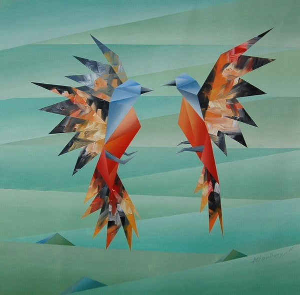 Animals acrylic painting titled 'Simultaneous', 24x24 inches, by artist NIRAKAR  CHOWDHURY on Canvas