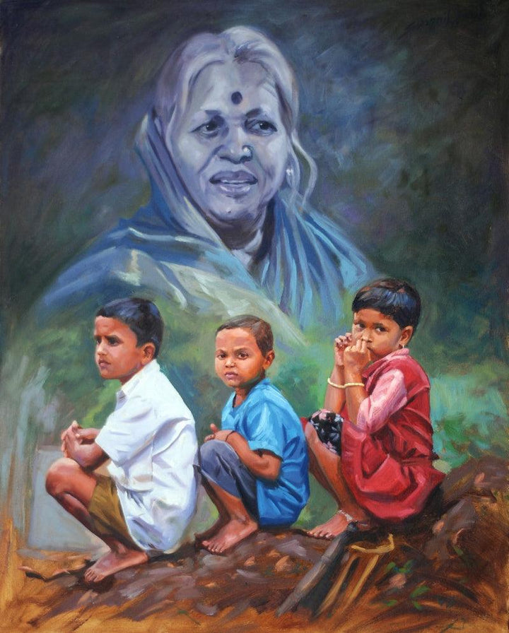 Figurative oil painting titled 'Sindhu', 30x24 inches, by artist Swapnil Patil on Canvas