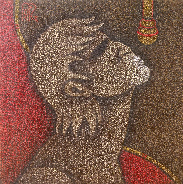 Figurative acrylic painting titled 'Singer I', 18x18 inches, by artist Satyajeet Shinde on Canvas