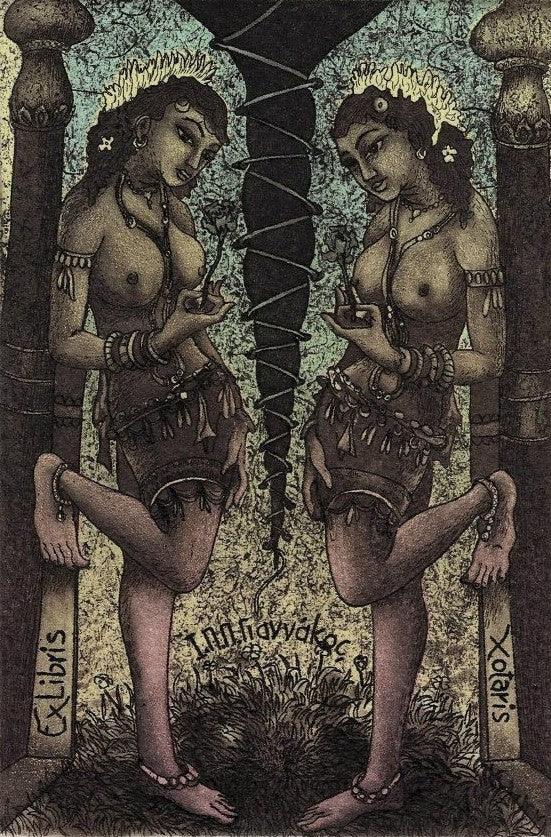 Erotic printmaking titled 'Sirens', 5x4 inches, by artist Rakesh Bani on Paper