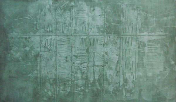 Abstract acrylic painting titled 'Solid Green Abstract Ii', 40x60 inches, by artist Mohit Bhatia on Canvas