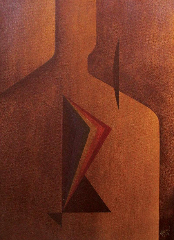 Abstract acrylic painting titled 'Solitude 3', 30x22 inches, by artist Surendra Chaware on Paper