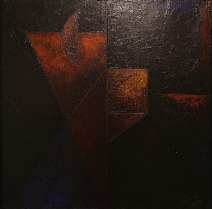 Abstract acrylic painting titled 'Solitude 4', 24x24 inches, by artist Surendra Chaware on Canvas