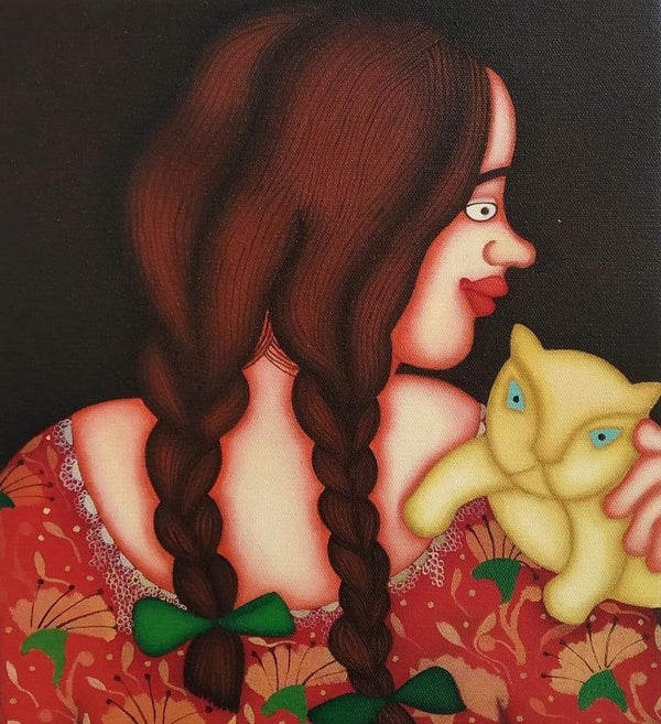 Figurative oil painting titled 'Songs Of Silence 1', 10x9 inches, by artist Jayita Borthakur on Canvas