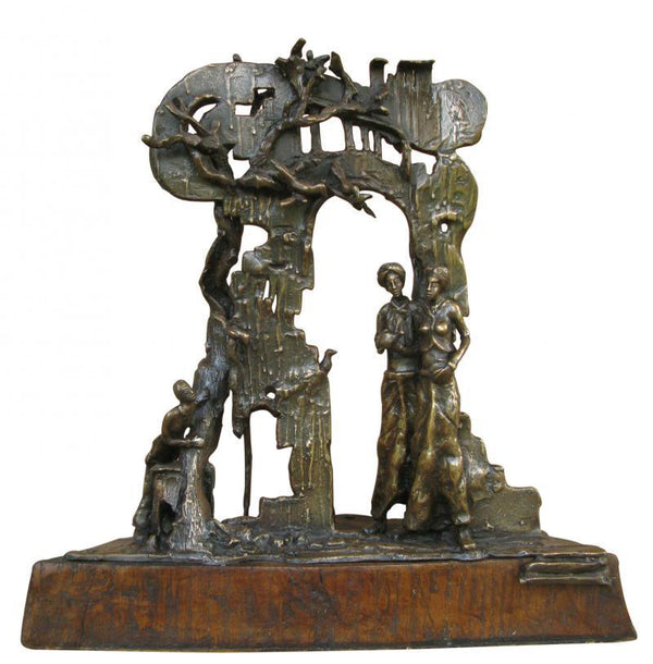 Figurative sculpture titled 'Sonnte Bronze', 24x21x9 inches, by artist Asurvedh Ved on Bronze