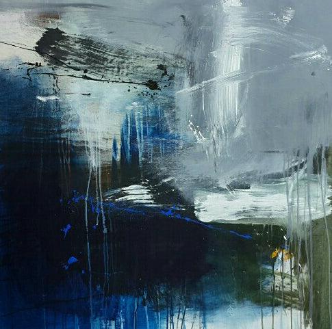 Abstract acrylic painting titled 'Space 23', 46x46 inches, by artist Gulrez Ali on Canvas