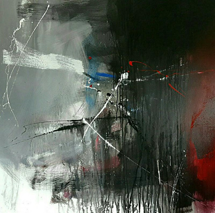 Abstract acrylic painting titled 'Space 31', 48x48 inches, by artist Gulrez Ali on Canvas