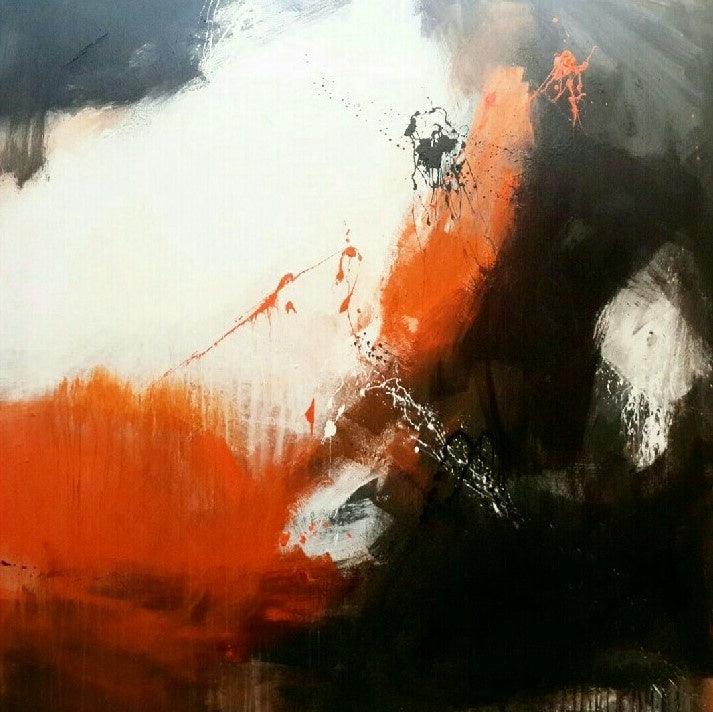 Abstract acrylic painting titled 'Space 35', 70x70 inches, by artist Gulrez Ali on Canvas